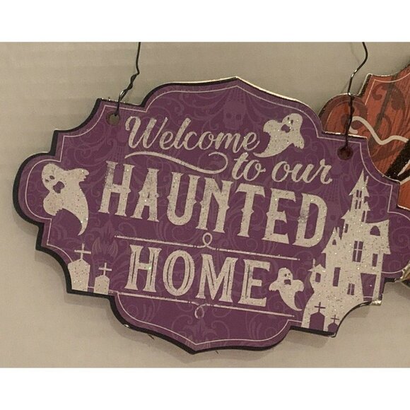 Crafter's Square MDF Halloween Wall Decor Signs Haunted Home Witch Is In 2PC - Picture 3 of 7